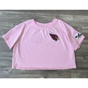 Arizona Cardinals Women’s Pink Cropped Shirt Embroidered Size Small